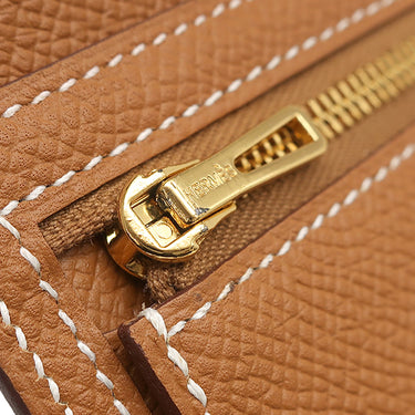 エルメス HERMES ベアンスフレ ゴールド ヴォーエプソン 長財布 ゴールド金具 茶 二つ折り財布