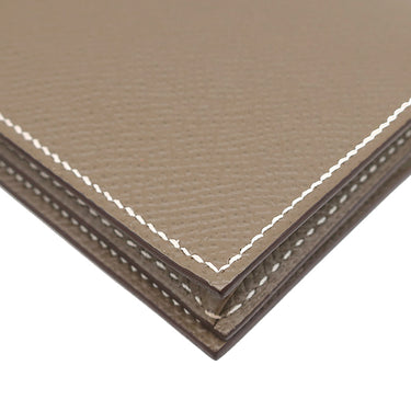 エルメス HERMES ベアンスフレ エトゥープ ヴォーエプソン 長財布 シルバー金具 グレージュ 二つ折り財布