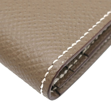 エルメス HERMES ベアンスフレ エトゥープ ヴォーエプソン 長財布 シルバー金具 グレージュ 二つ折り財布