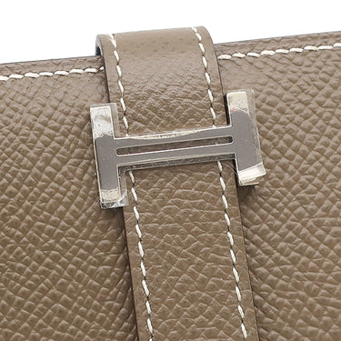 エルメス HERMES ベアンスフレ エトゥープ ヴォーエプソン 長財布 シルバー金具 グレージュ 二つ折り財布