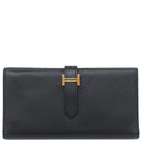 エルメス HERMES ベアンスフレ ブラック ヴォーエプソン 長財布 ゴールド金具 黒 二つ折り財布