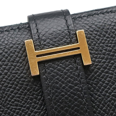 エルメス HERMES ベアンスフレ ブラック ヴォーエプソン 長財布 ゴールド金具 黒 二つ折り財布