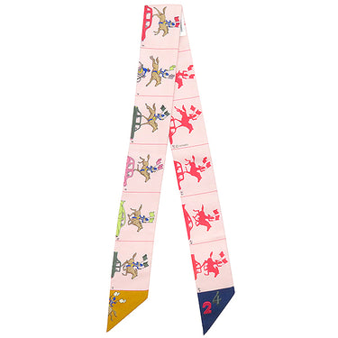 エルメス HERMES ツイリー ローズパール×マリン×マルチカラー シルク スカーフ 【HERMES PARADE/エルメスパラード】