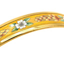 エルメス HERMES エマイユ PM イエロー×ゴールド メタル 七宝焼き バングル ゴールド金具 花柄