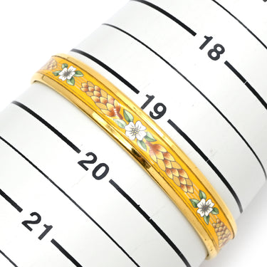 エルメス HERMES エマイユ PM イエロー×ゴールド メタル 七宝焼き バングル ゴールド金具 花柄
