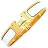 エルメス HERMES クリックH PM ホワイト×ゴールド メタル エナメル ブレスレット ゴールド金具 Hブレス 白
