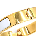 エルメス HERMES クリックH PM ホワイト×ゴールド メタル エナメル ブレスレット ゴールド金具 Hブレス 白