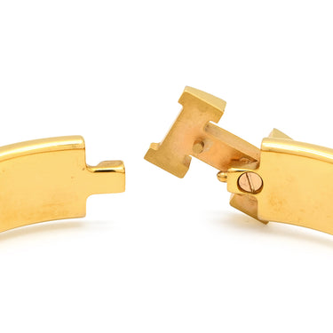 エルメス HERMES クリックH PM ホワイト×ゴールド メタル エナメル ブレスレット ゴールド金具 Hブレス 白