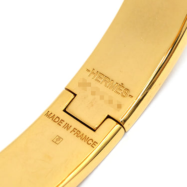 エルメス HERMES クリックH PM ホワイト×ゴールド メタル エナメル ブレスレット ゴールド金具 Hブレス 白