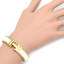 エルメス HERMES クリックH PM ホワイト×ゴールド メタル エナメル ブレスレット ゴールド金具 Hブレス 白