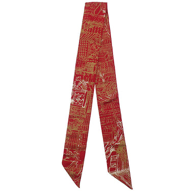 エルメス HERMES ツイリー レッド×ゴールド×ホワイト シルク スカーフ 【L’AIR DE GINZA/レールドゥ銀座】