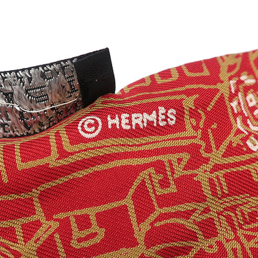 エルメス HERMES ツイリー レッド×ゴールド×ホワイト シルク スカーフ 【L’AIR DE GINZA/レールドゥ銀座】