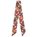 エルメス HERMES ツイリー オレンジ×ブルン×ブラック シルク スカーフ 【BOLDUC AU CARRE/ボルデュック チェック】