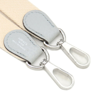 エルメス HERMES バンドリエール ナタ×ブルーペール キャンバス トリヨンクレマンス ショルダーストラップ シルバー金具 アイボリー 水色 バイカラー