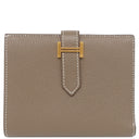 エルメス HERMES ベアンコンパクト エトゥープ ヴォーエプソン 二つ折り財布 ゴールド金具 グレージュ