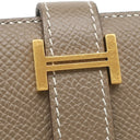 エルメス HERMES ベアンコンパクト エトゥープ ヴォーエプソン 二つ折り財布 ゴールド金具 グレージュ
