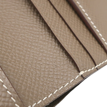 エルメス HERMES ベアンコンパクト エトゥープ ヴォーエプソン 二つ折り財布 ゴールド金具 グレージュ