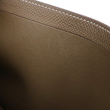 エルメス HERMES ベアンコンパクト エトゥープ ヴォーエプソン 二つ折り財布 ゴールド金具 グレージュ