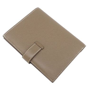 エルメス HERMES ベアンコンパクト エトゥープ ヴォーエプソン 二つ折り財布 ゴールド金具 グレージュ