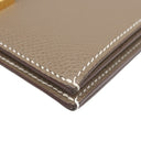 エルメス HERMES ベアンコンパクト エトゥープ ヴォーエプソン 二つ折り財布 ゴールド金具 グレージュ