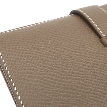 エルメス HERMES ベアンコンパクト エトゥープ ヴォーエプソン 二つ折り財布 ゴールド金具 グレージュ