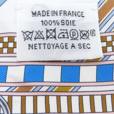 エルメス HERMES ツイリー ブルージーン×ホワイト×ミール シルク スカーフ 【BRIDES ET GRIS GRIS/馬勒とチャーム】