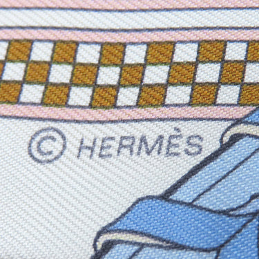 エルメス HERMES ツイリー ブルージーン×ホワイト×ミール シルク スカーフ 【BRIDES ET GRIS GRIS/馬勒とチャーム】