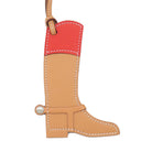 エルメス HERMES パドックボット ブーツ ナチュラルサブレ×カプシーヌ ヴォースイフト バトラー バッグチャーム シルバー金具 茶 オレンジ
