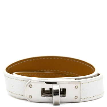 エルメス HERMES ケリー ドゥブルトゥール ホワイト×シルバー ヴォーエプソン GP S ブレスレット シルバー金具 白