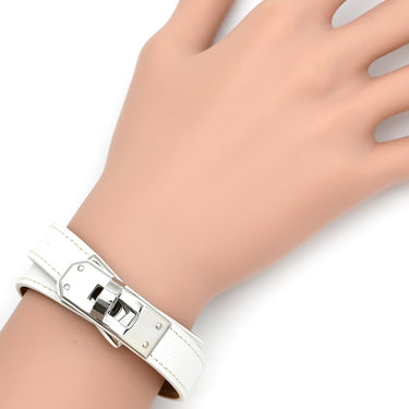 エルメス HERMES ケリー ドゥブルトゥール ホワイト×シルバー ヴォーエプソン GP S ブレスレット シルバー金具 白