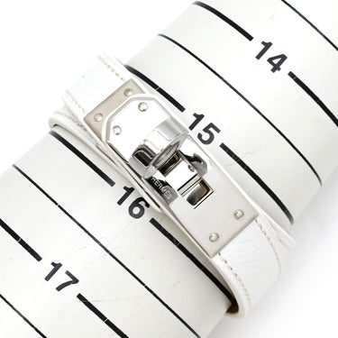 エルメス HERMES ケリー ドゥブルトゥール ホワイト×シルバー ヴォーエプソン GP S ブレスレット シルバー金具 白
