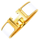 エルメス HERMES クリッククラックH GM H300001F 31GM ホワイト×ゴールド メタル エナメル ブレスレット ゴールド金具 Hブレス ラージ