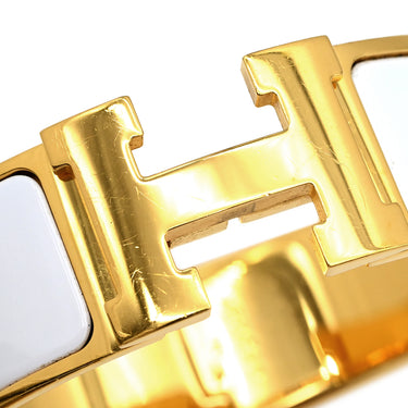 エルメス HERMES クリッククラックH GM H300001F 31GM ホワイト×ゴールド メタル エナメル ブレスレット ゴールド金具 Hブレス ラージ