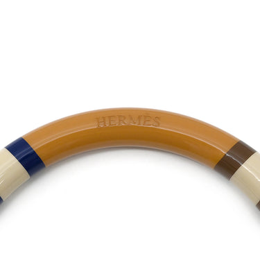 エルメス HERMES Hエキップ PM サーブルマリン バッファローホーン ラッカーウッド 14037 ブレスレット 茶 ベージュ 青