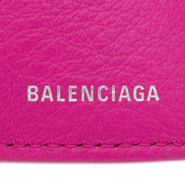 バレンシアガ BALENCIAGA ペーパー ミニ ウォレット 391446 ピンク レザー 三つ折り財布 シルバー金具 コンパクトウォレット