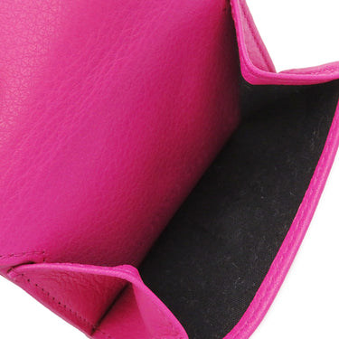 バレンシアガ BALENCIAGA ペーパー ミニ ウォレット 391446 ピンク レザー 三つ折り財布 シルバー金具 コンパクトウォレット