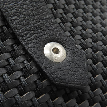 エルメス HERMES アメダバPM ディアゴ ブラック×グレー レザー ポリエステル ハンドバッグ シルバー金具 黒 トート