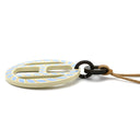 エルメス HERMES Hエキップ ノーティック セサミ×ブルー バッファローホーン レザー ラッカー ネックレス 茶 水色