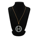 エルメス HERMES Hエキップ ノーティック セサミ×ブルー バッファローホーン レザー ラッカー ネックレス 茶 水色