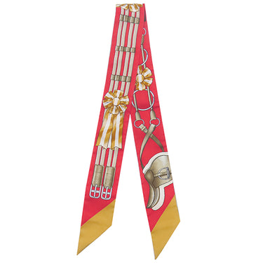 エルメス HERMES ツイリー ルージュヴィフ×キャラメル×ブロンズ シルク スカーフ 【Jumping/ジャンピング】