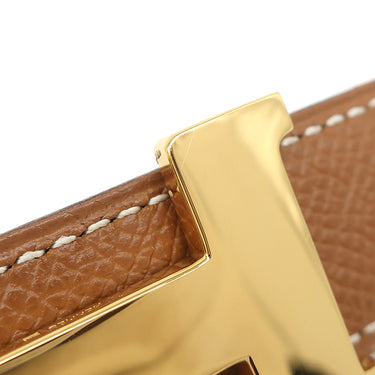 エルメス HERMES ミニコンスタンス Ｈ 75 ゴールド×ブラック クシュベル ボックスカーフ ＃72 ベルト ゴールド金具 リバーシブル