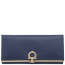 サルヴァトーレ・フェラガモ Salvatore Ferragamo ガンチーニ 二つ折り 224633 ブルー カーフ 長財布 ゴールド金具 青