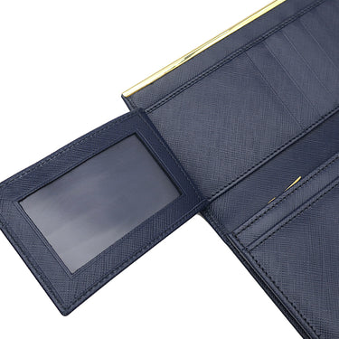 サルヴァトーレ・フェラガモ Salvatore Ferragamo ガンチーニ 二つ折り 224633 ブルー カーフ 長財布 ゴールド金具 青