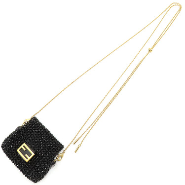 フェンディ FENDI ピコ バゲット 7AR906ADC8F0KUR ブラック ビーズ GP ポーチ ゴールド金具 黒 AirPodsホルダー