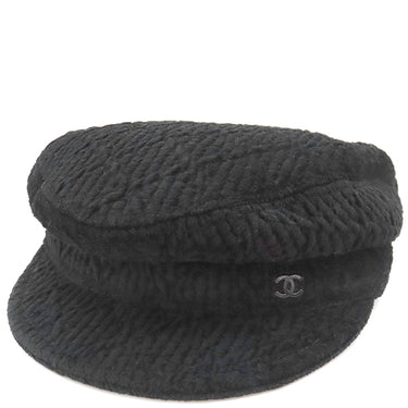 シャネル CHANEL ダイヤステッチ キャスケット ブラック シルク ビスコース ポリアミド エラスタン 14038 キャスケット 帽子 黒 ココマーク