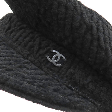 シャネル CHANEL ダイヤステッチ キャスケット ブラック シルク ビスコース ポリアミド エラスタン 14038 キャスケット 帽子 黒 ココマーク