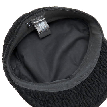 シャネル CHANEL ダイヤステッチ キャスケット ブラック シルク ビスコース ポリアミド エラスタン 14038 キャスケット 帽子 黒 ココマーク