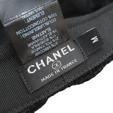 シャネル CHANEL ダイヤステッチ キャスケット ブラック シルク ビスコース ポリアミド エラスタン 14038 キャスケット 帽子 黒 ココマーク