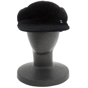 シャネル CHANEL ダイヤステッチ キャスケット ブラック シルク ビスコース ポリアミド エラスタン 14038 キャスケット 帽子 黒 ココマーク