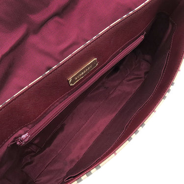バーバリー BURBERRY ノバチェック ワンショルダー バッグ ベージュ×ワインレッド キャンバス レザー ショルダーバッグ ゴールド金具 薄茶 赤 肩掛け チェック柄
